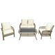 4-Piece Wicker Patio Conversation Set w/ Beige Cushions - AC444659EEEF