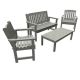 Highwood Lehigh Coastal Teak 4-Piece Recycled Plastic Outdoor Conversation Set