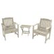 Highwood Lehigh Whitewash 3-pc Recycled Plastic Outdoor Conversation Set