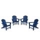 Navy Blue 4-Piece Plastic Patio Conversation Set (4-Piece Adirondack Chair)