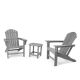Gray 3-Piece Plastic HDPE Patio Conversation Set with Side Table
