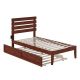 Atlantic Furniture Oxford Walnut Twin Bed w/ USB Turbo Charger and Twin Trundle