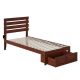 Atlantic Furniture Oxford Twin Extra Long Bed w/ Foot Drawer and USB Turbo Charger in Walnut