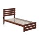 Atlantic Furniture Oxford in Walnut Twin Extra Long Bed w/ Footboard and USB Turbo Charger