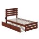 AFI Oxford Walnut Twin Bed with Footboard and USB Turbo Charger with Twin Trundle