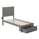 NoHo Grey Twin Bed with Foot Drawer