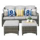 XIZZI Adelina Gray 5-Piece Wicker Outdoor Patio Conversation Seating Set with Gray Cushions