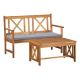 Alaterre Furniture Manchester 2-Piece Acacia Wood Patio Conversation Set with Double Seat Bench with Cushions and Coffee Table