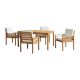 Alaterre Furniture Okemo 5-Piece Acacia Wood Outdoor Dining Set with Table and 4 Dining Chairs with Cushions