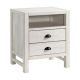 Alaterre Furniture Windsor 2-Drawer White Wood Nightstand, Driftwood 25 in. H x 22 in. W x 17 in. D