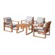 Alaterre Furniture Weston 5-Piece Eucalyptus Wood Conversation Seet with4 Outdoor Chairs with Gray Cushions and Cocktail Table