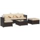 6-Piece Wicker Patio Conversation Set with Beige Cushions and Throw Pillows