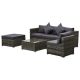 6-Piece Wicker Patio Conversation Set with Gray Cushions and Throw Pillows