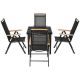 5-Piece Aluminum Outdoor Bistro Serving Bar Set with 4 Reclining Folding Sling Chairs
