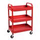 Luxor 22 inch 3 Shelf Adjustable Utility Cart in Red