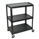 Luxor Extra Large Height Adjustable 32 inch Steel A/V Utility Cart in black