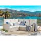 Alaterre Furniture Canaan Brown All-Weather Wicker Outdoor Double Corner Sofa with Cream Cushions