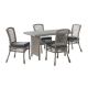 Alaterre Furniture Asti 5-Piece All-Weather Wicker Outdoor Dining Set w/ Table w/ Glass Top and 4 Dining Chairs w/ Gray Cushions