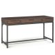 Simpli Home 60 inch Rectangular Walnut Brown 2 Drawer Writing Desk w/ Solid Wood Material
