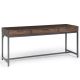 Simpli Home 72 inch Rectangular Walnut Brown 2 Drawer Writing Desk w/ Solid Wood Material