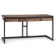 Simpli Home 60 inch Rectangular Rustic Aged Brown/Black 2 Drawer Writing Desk w/ Solid Wood Material