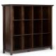 Simpli Home 48inch Dark Brunette Brown Wood 12-shelf Cube Bookcase