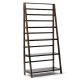 Simpli Home Acadian 72 in. H Dark Brunette Brown Wood 5-Shelf Ladder Bookcase w/ Open Back