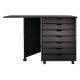 Adeptus 7-Drawer Black Gate Leg Roll Cart Desk