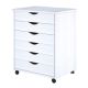 Adeptus White 6-Drawer Solid Wood Wide Roll Cart 76181