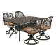 LAUREL CANYON Classic Dark Brown 5-Piece Cast Aluminum Rectangle Outdoor Dining Set w/ Table and Swivel Dining Chairs Beige Cushion