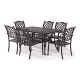 LAUREL CANYON Classic Dark Brown 7-Piece Cast Aluminum Rectangle Outdoor Dining Set w/ Table and Stacking Dining Chairs