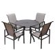 Amagenix 5-Pieces Outdoor Dining Set Patio Furniture 38 in. Round Patio Table w/ 1 ft. 5 in. Umbrella Hole