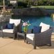 Antibes Multi-Brown 3-Piece Plastic Patio Conversation Set w/ Beige Cushions