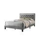 Kim Dark Gray Velvet Upholstered Panel Full Bed Frame with Faux Crystals on Headboard