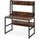 Witham 42 in. W Rectangular Brown Wood 3-Components Computer Desk with Hutch and Shelves for Small Space