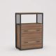 BYBLIGHT Dark Walnut and Black File Cabinet with Lockable File Drawers and Open Storage Shelf