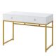 Moronia 47.2 in. Retangular White and Gold 2 Drawers Computer Desk Writing Table Makeup Vanity Table