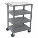 Luxor BC 24 inch 4-Shelf Plastic Utility Cart in gray