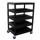 Luxor BC 32 inch 5-Shelf Plastic Utility Cart in Black