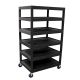Luxor BC 32 inch 6-Shelf Plastic Utility Cart, Black
