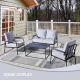 XIZZI Mercury 4-Piece Wicker Outdoor Patio Conversation Seating Set with Gray Cushions