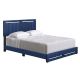 Rest Rite Shayne Blue Faux Leather King Upholstered Platform Bed Frame