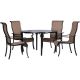Hanover Brigantine 5-pc Aluminum Outdoor Dining Set with 4 Sling Chairs and a 50 in. Round Cast-Top Table