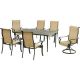 Hanover 7-pc Aluminum Outdoor Dining Set with a 40 in. x 70 in. Cast-Top Table 2-Swivel Rockers and 4-Dining Chairs
