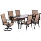 Hanover 7-pc Aluminum Outdoor Dining Set with a 40 in. x 70 in. Glass-Top Table 2-Swivel Rockers and 4-Dining Chairs