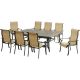 Hanover Brigantine 9-pc Aluminum Outdoor Dining Set with an XL Cast-Top Table and 8-Slingback Dining Chairs