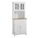 Home Source Industries Home Source White and Cherry Microwave Storage Stand with Double Door Top and Bottom Cabinets