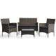 Brookside Iris Gray 4-Piece Rattan Outdoor Conversation Seating Set and Patio Table w/ Charcoal Cushions