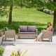Brookside Chloe Greige 3-Piece Wicker Patio Loveseat and Lounge Chair Seating Set with Gray Cushions