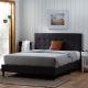 Brookside Tara Black Charcoal Queen Square Tufted Upholstered - Platform Bed